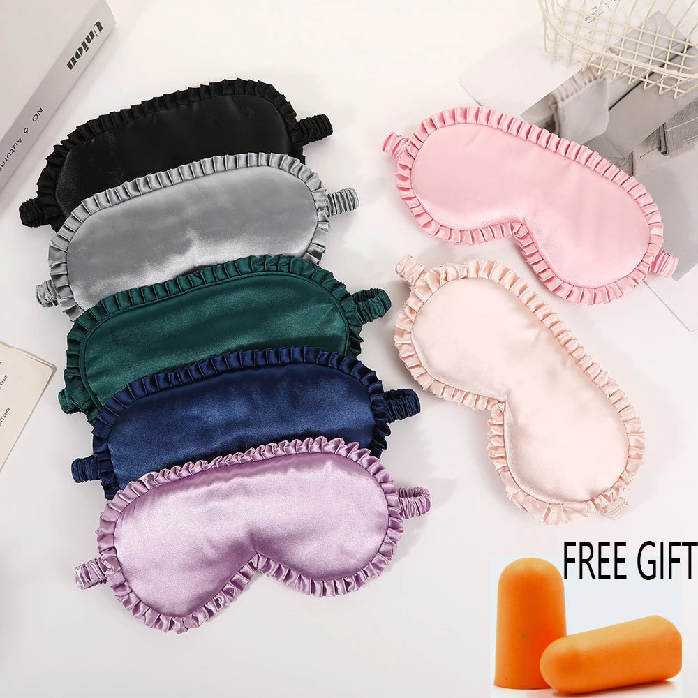 Premium Silk Sleep Eye Mask – Lace Trim Blackout Blindfold