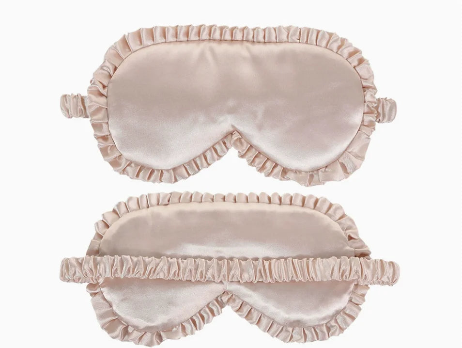 Premium Silk Sleep Eye Mask – Lace Trim Blackout Blindfold