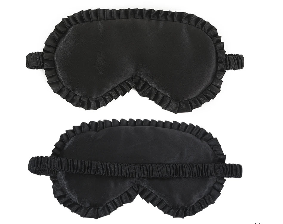 Premium Silk Sleep Eye Mask – Lace Trim Blackout Blindfold