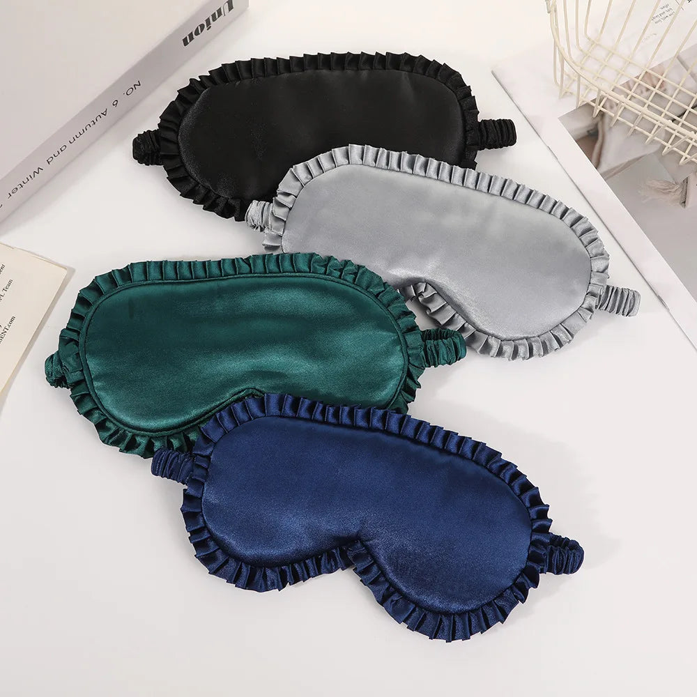 Premium Silk Sleep Eye Mask – Lace Trim Blackout Blindfold